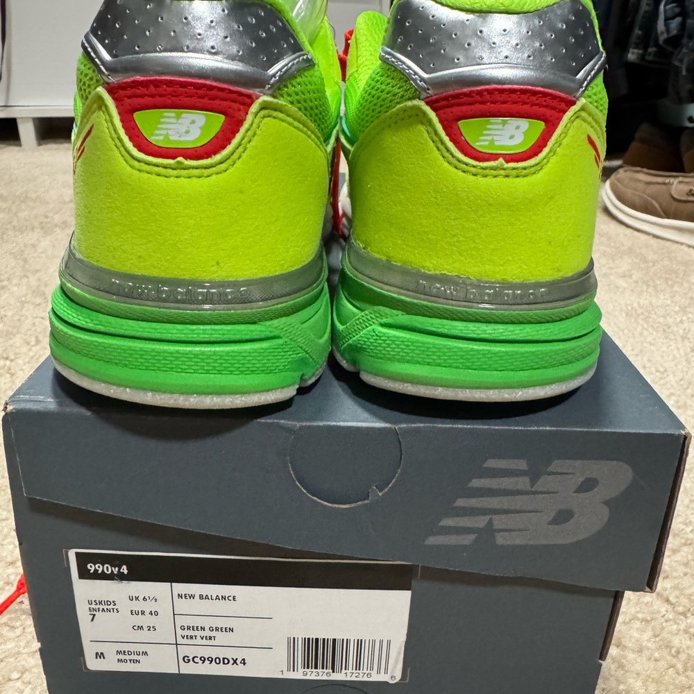 New Balance Kids' Neon Green and Silver Sneakers - Picture 6 of 6